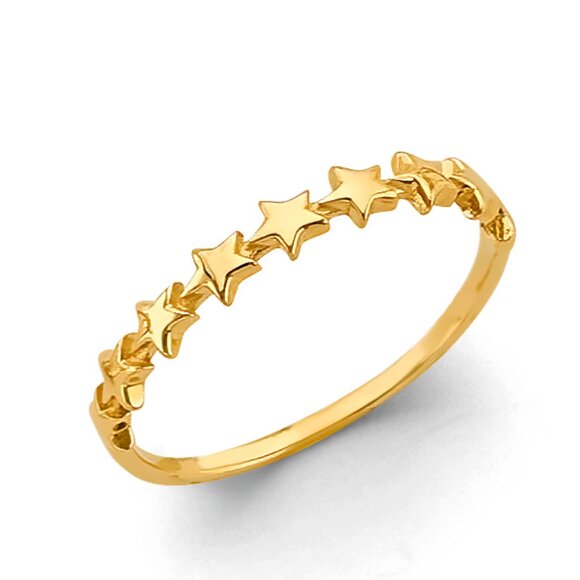 New 14K Yellow Gold Star Stackable Ring size 5 6 7 8 9